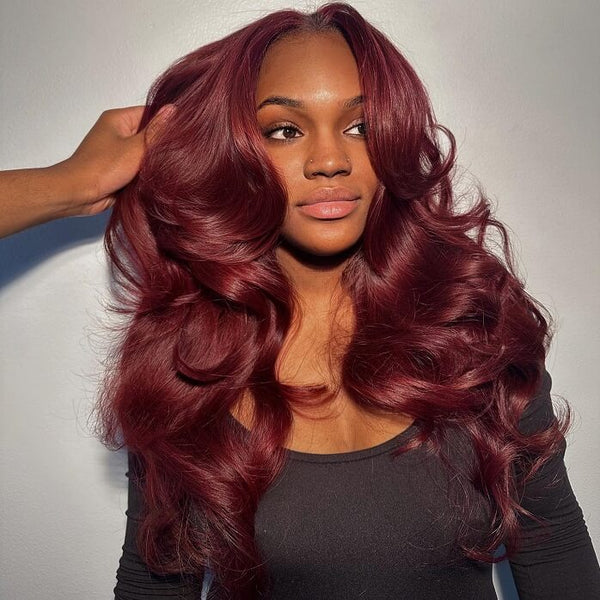 2Wigs $189 | 7x6 Body Wave Curtain Bangs Wigs & Straight Curtain Bangs 99j Wig Flash Sale