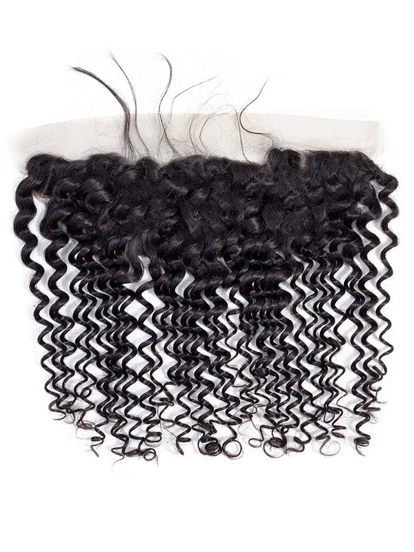 Deep Wave Virgin Human Hair 13x4 Lace Frontal Natural Black