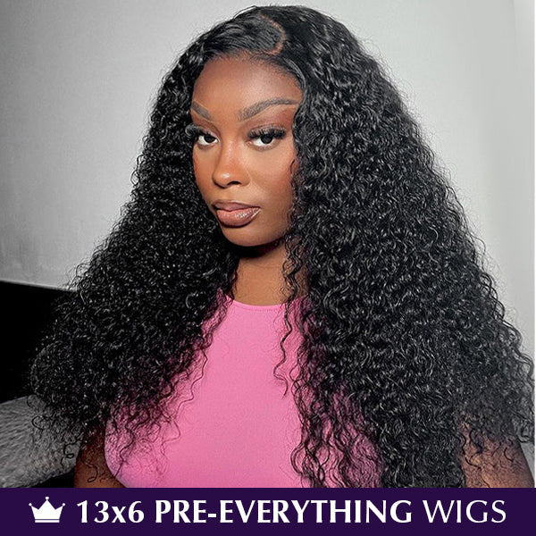 Pre-Everything | Invisible Knots Kinky Curly Ready To Wear Wig 13x6 HD Lace Frontal Wigs Pre Cut Wigs Pre Plucked
