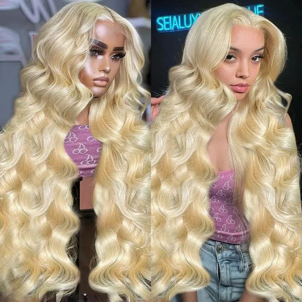 HERLIZIA 613 Blonde Human Hair Wig Body Wave Lace Front Wigs Pre Plucked