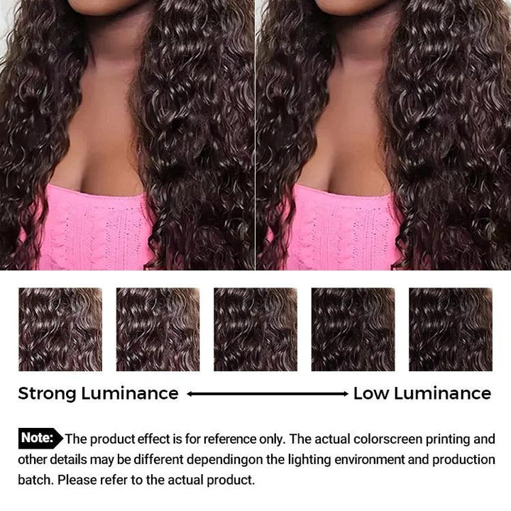 CurlyMe Chocolate Brown #4 Pre Cut Pre Plucked Wear Go Glueless Water Wave Lace Frontal Human Hair Wig