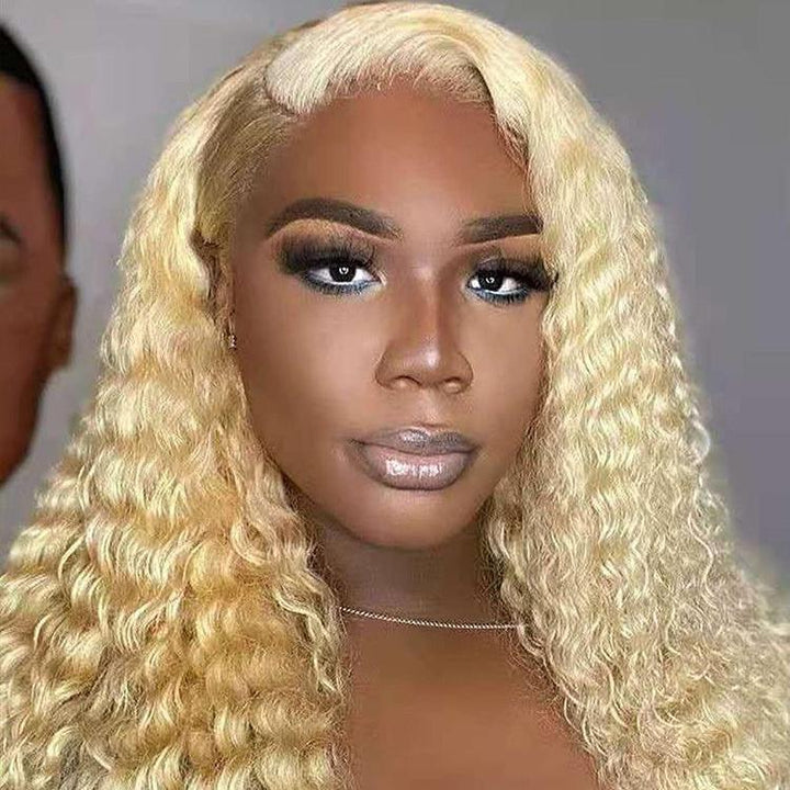 CurlyMe 613 Blonde Kinky Curly Human Hair Wigs 13x4 Lace Front Wigs