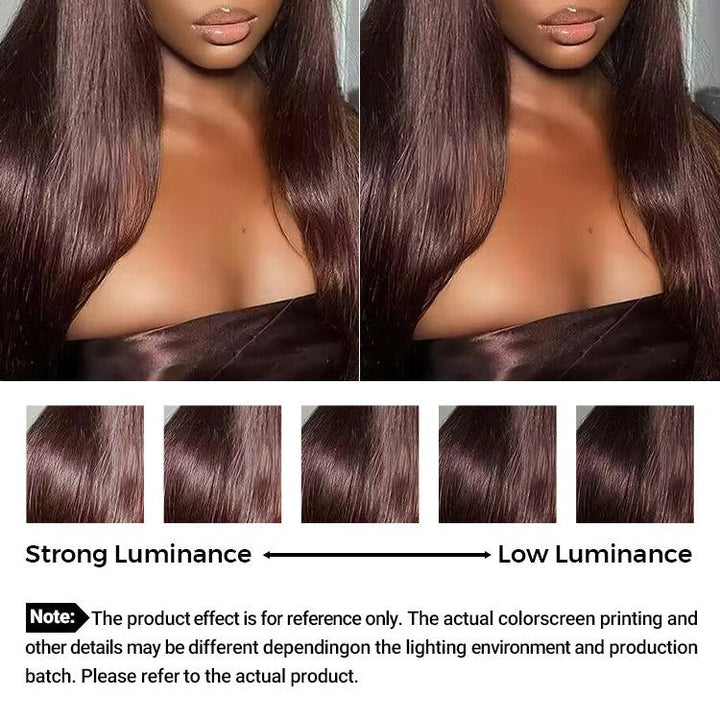 CurlyMe #4 Color Straight Human Hair Undetectable Lace Front Wigs Pre Plucked