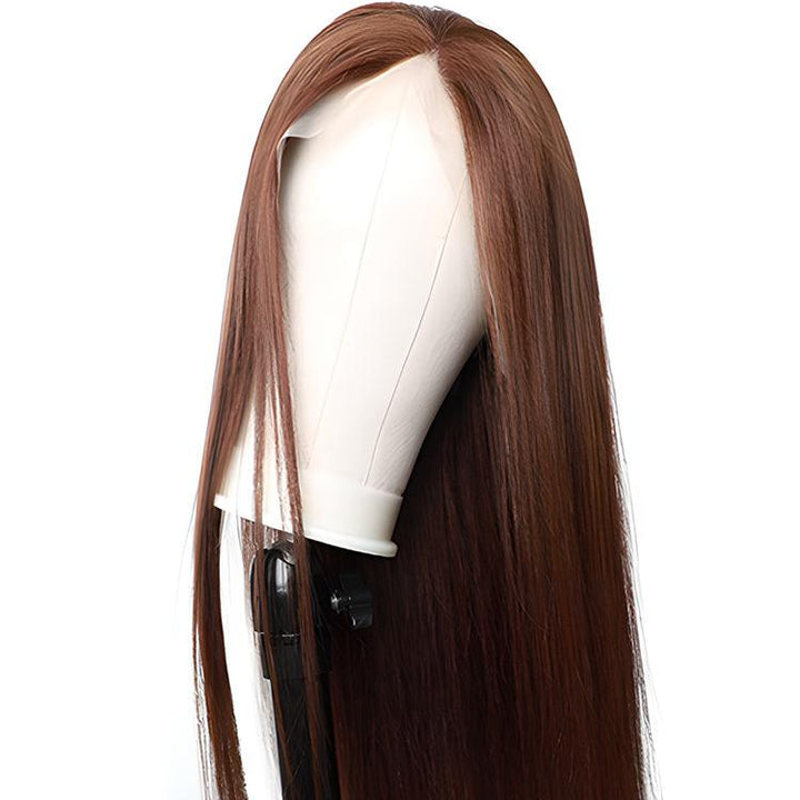 CurlyMe #4 Color Straight Human Hair Undetectable Lace Front Wigs Pre Plucked