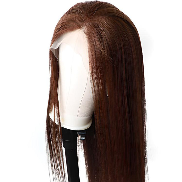 CurlyMe #4 Color Straight Human Hair Undetectable Lace Front Wigs Pre Plucked