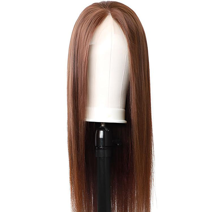 CurlyMe #4 Color Straight Human Hair Undetectable Lace Front Wigs Pre Plucked