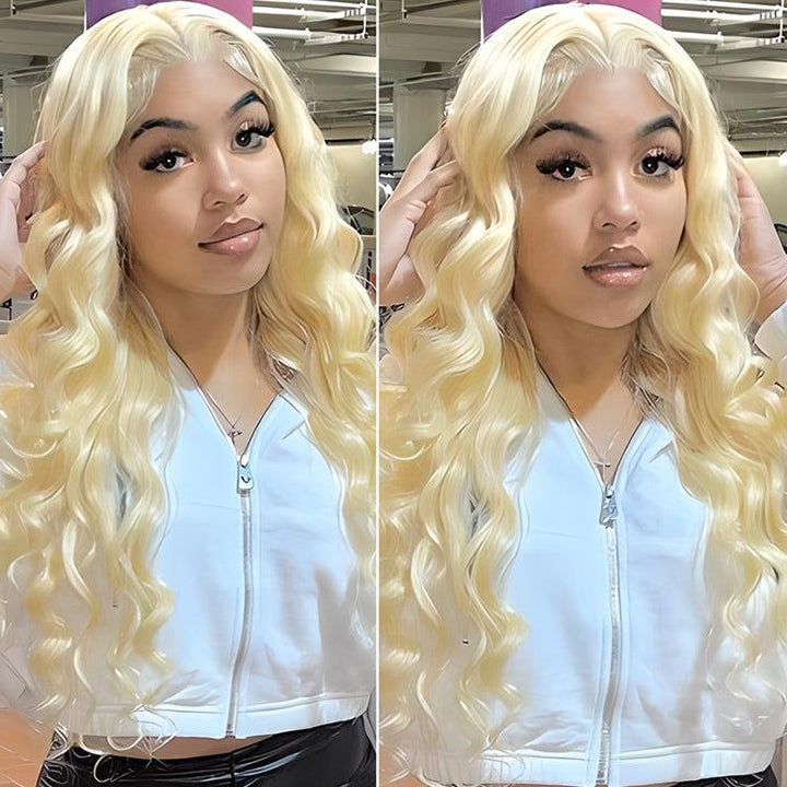 CurlyMe 613 Blonde Human Hair Wig Body Wave Lace Front Wigs Pre Plucked