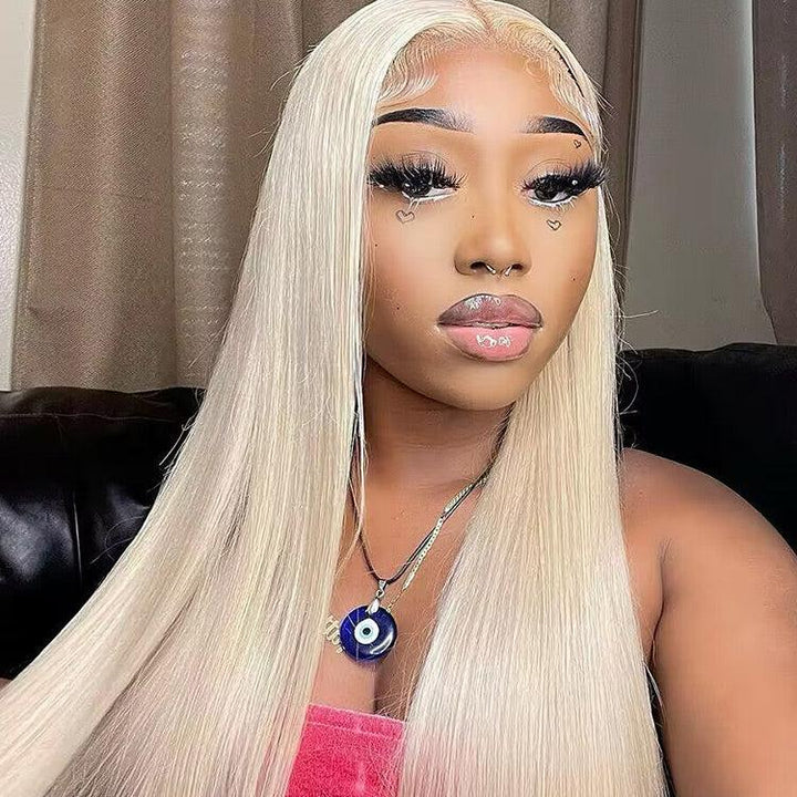 CurlyMe 613 Blonde Lace Front Wigs Straight Human Hair Wigs 13x4 Skin Melt Lace