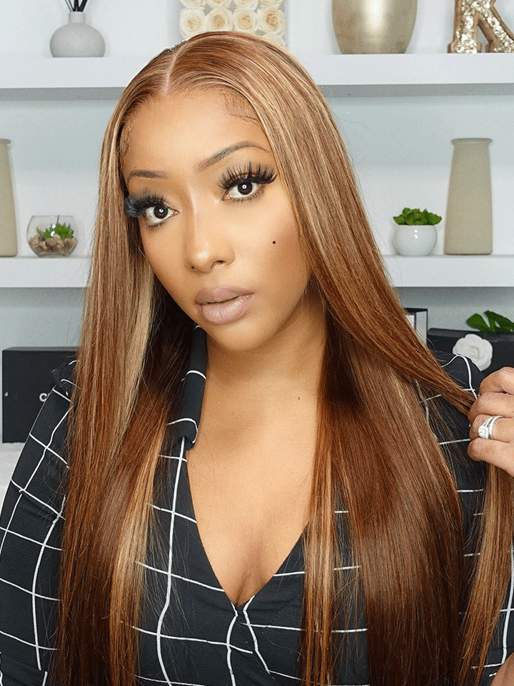 CurlyMe Pre-cut 9x6 Lace M-cap Wear Go Glueless Mini Knots Straight Hair Highlight Wig Pre-plucked