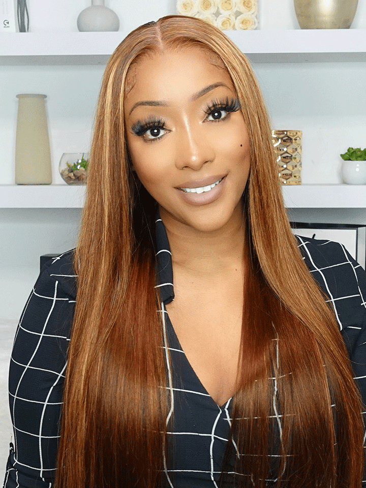 CurlyMe Pre-cut 9x6 Lace M-cap Wear Go Glueless Mini Knots Straight Hair Highlight Wig Pre-plucked