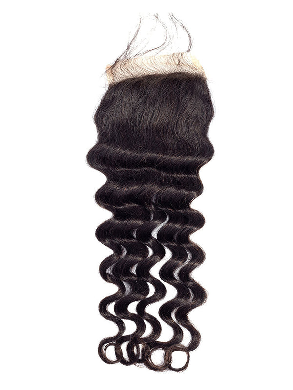 Loose Deep Wave Hair 4x4 Lace Closure, 5x5 Lace Closure Natural Black