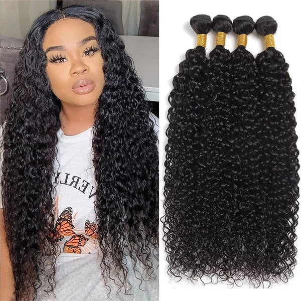 Kinky Curly Virgin Human Hair 4 Bundles with 13x4 Frontal Natural Black