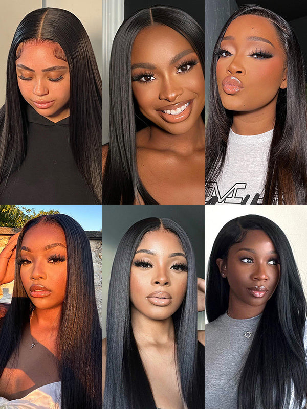 Straight Virgin Human Hair 4 Bundles with 4x4/5x5 Closure Natural Black