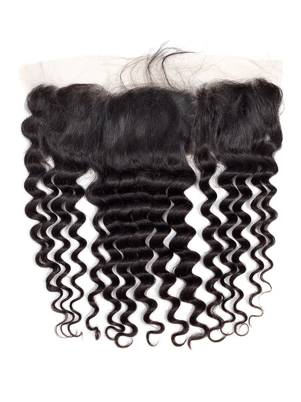 Loose Deep Wave Virgin Human Hair 13x4 Lace Frontal Natural Black