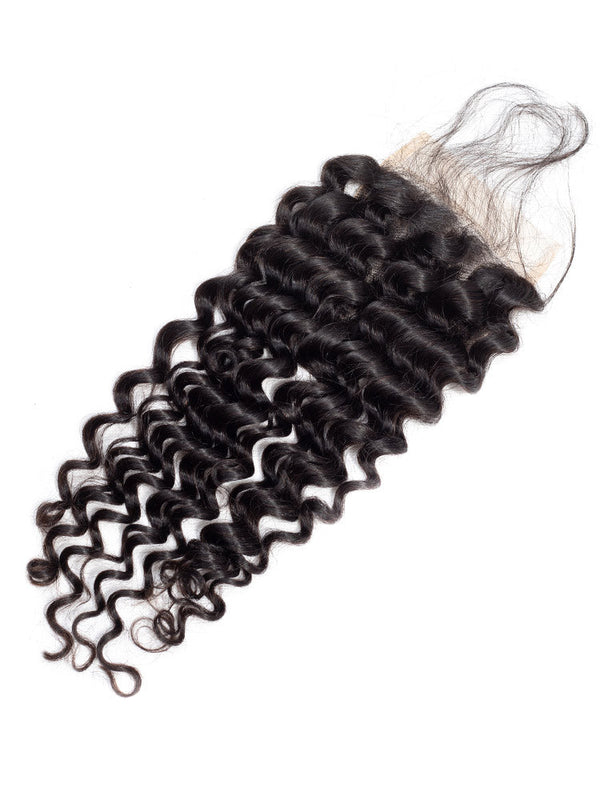 Deep Wave Hair 4x4 Lace Closure, 5x5 Lace Closure Natural Black