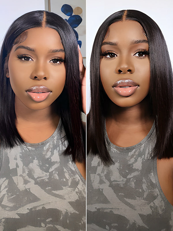 Blunt Cut 13x4 Lace Bob Wigs Short Straight Human Hair Summer Style