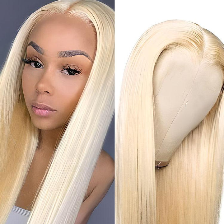 CurlyMe 613 Blonde Straight Hair 4x4 Lace Closure Wig Full Human Hair Wigs