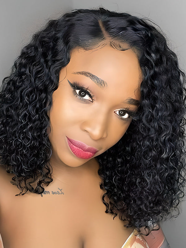 Trendy Kinky Curly Hair 13x4 Lace Front Bob Wigs Short Cute Curls