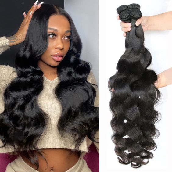 Natural Black Body Wave Bundles 1/3/4Pcs Hair Extensions