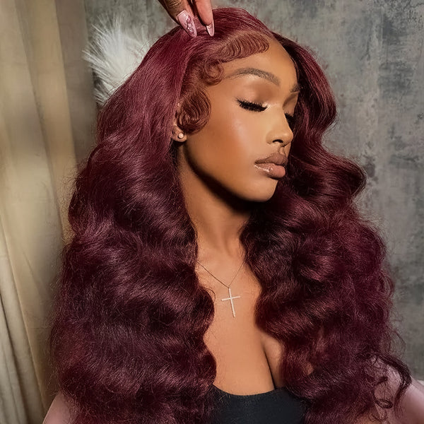 PartingMax | Pre-Plucked Wear Go Glueless 99J Burgundy Body Wave Hair 7x6 Pre-cut Lace Wigs