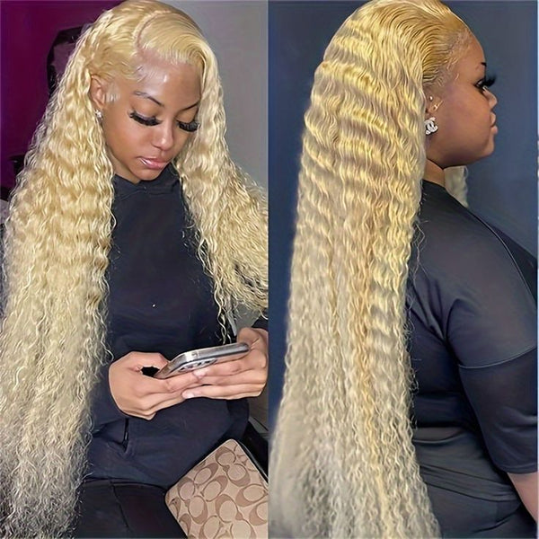 HERLIZIA 613 Blonde Deep Wave Wig 13x4 Lace Front Human Hair Wigs