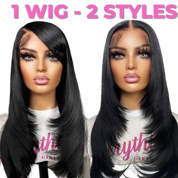 Layered 13x4 Lace Front Wig 100% Human Hair Pre-Cut Straight Wig With Layers