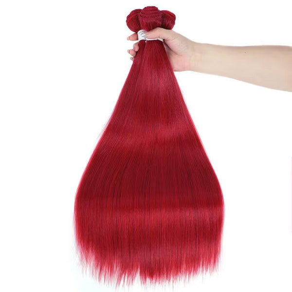 Red Straight 3 Bundles Brazilian Virgin Hair Extensions